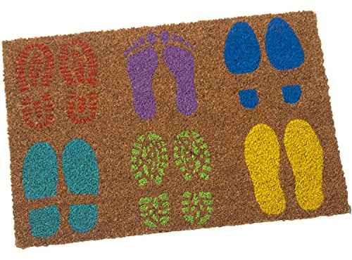 FELPUDO FIBRA DE COCO 40X60CMHUELLAS NATURAL+COLORES 40X60X2CM