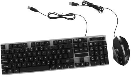 NUOBESTY Teclado y Ratón Cable para Teclado LED de Colores y Ratón Ergonómico para PC para Sesiones de Juego y Trabajo Casa