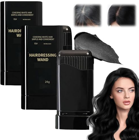 2 en 1 Tinte Instantáneo con Peine para Cabello, Peine de Tintura Capilar temporal, Stick De Tinte Capilar Impermeable, Lápiz de Tintura para el Cabello,2 Piezas (Negro)