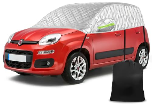 Copertura Mezza Auto Compatibile con Fiat Panda 2003-2025, Telo Copriauto Inverno Estate Copri Auto Antigrandine Antineve Anti UV Anti Vento Antipolvere