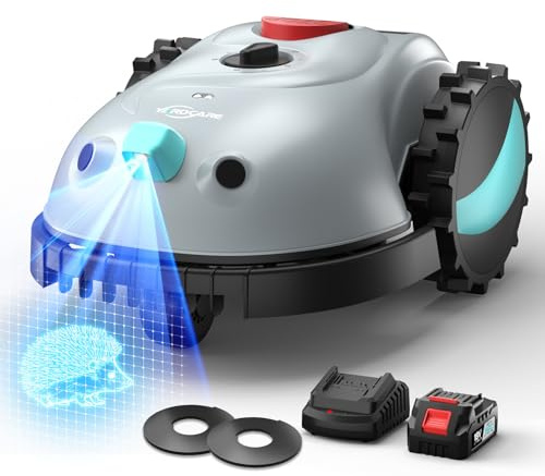 YARDCARE V100 Mähroboter ohne Begrenzungskabel, mit Vision Navigation, 150 Hinderniserkennung, Rasenroboter bis zu 150 m², Akku Rasenmäher Roboter mit Magnetstreifen, Ersatzklingen
