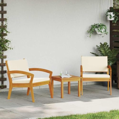 Mokuyary Set da bistrò con cuscino, 3 pezzi di mobili da giardino in poliestere, set da bistro, set con sedie e tavolo, mobili da balcone per esterni, per terrazza, giardino, balcone -A