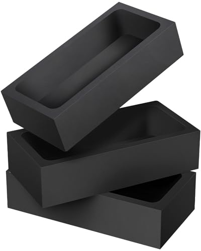 FOMIYES Molde de Lingotes de Grafito Negro 3 Unidades 100x50x25 mm para Horno de Fusión de Metales y Fundición de Joyas, Crisol Cuadrado Resistente para Industria Petrolera y Transporte