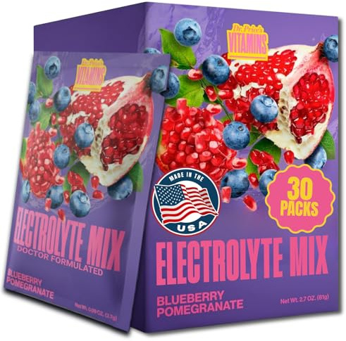 Dr. Price’s Elettroliti Hydration Powder Packets– Blueberry Pomegranate, 30 Packs | Drink Mix con 72+ Oligoelementi e Manganese | Senza Zucchero | 30 Bustine