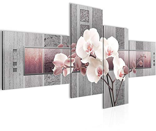 Runa Art Bild XXL 4 Teilig Blumen Orchidee 200 x 100 cm Kunstdruck auf Vlies Leinwand Wanddeko Wohnzimmer Schlafzimmer 204641c
