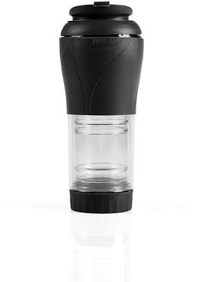pressca Portable Cafetiere Small French Press with Reusable Filter, Coffee and Tea Infuser, Manual Press System, Compatible Ground Coffee, Compact Travel Coffee Maker 350 ml