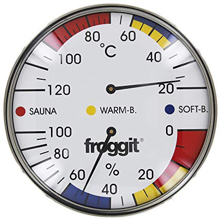 froggit XXL Saunathermometer 16cm Edelstahl Temperatur Luftfeuchte