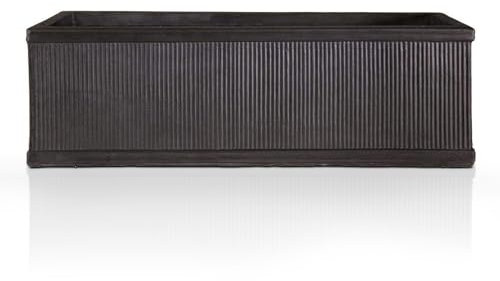 IDEALIST 70cm Planter Window Box | Dark Grey Ribbed Reinforced Stone Windowsill Planter | Vintage Faux Lead Rectangular Plant Pot with Drainage Holes H23 L70 W23 cm, 22 litres