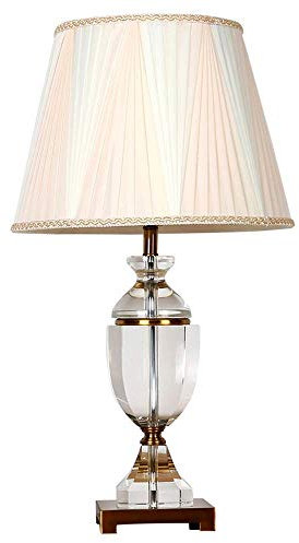 Lámparas de Mesa Modernas, Lámparas de Escritorio de Cristal Con Pantalla de Tela Beige, Vidrio Contemporáneo Y Base de Metal, Ideal for La Sala de Estar Del Dormitorio, 16 X 26,7 Pulgadas