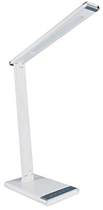 JANDEI - Lámpara Escritorio LED Con Carga USB Para Móvil, Lámparas Mesita de Noche, Luz de Lectura Flexo Táctil, 3 Tonos de Color, Intensidad Regulable. Función Noche Y Modo Lectura.