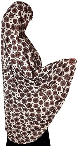 Yaqeen XL Khimar lång hijab för Muslimah en del stretchig huvudduk lycra material chadors arabien islamisk bön klänning muslimska sjalar kroppsskydd, BEIgE, XL