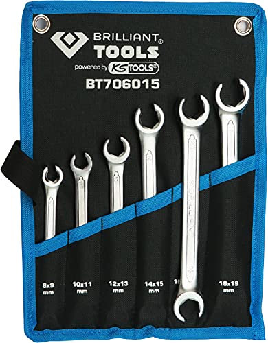 BRILLIANT TOOLS BT706015 Jeu de clés à tuyauter, 6 pcs, 8 - 19 mm [Powered by KS TOOLS]