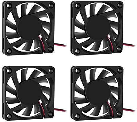 DORHEA 4PCS Dual Ball Bearings Fan 60x60x10mm DC 12V 6010 Brushless Cooling Fan, Replacement Ball Bearing 60mm 10mm Fan for Cooling DIY PC Computer Case Fan - 2 Pin Case Fan (Pack of 4Pcs)