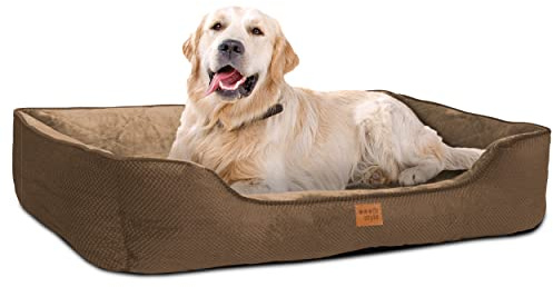 ib style Milo Hundebett, Hundekorb waschbar, Hundecouch, Schlafplatz mittelgroße Hunde, Hundesofa, Anti-Rutsch, L Braun