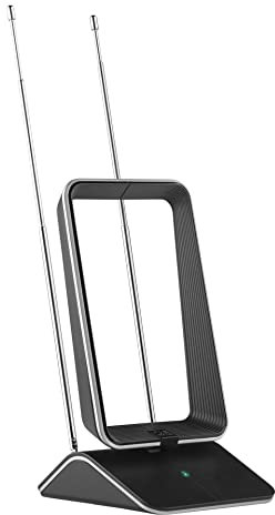 One For All - Antena de TV Interior Amplificada - Recibe TDT en un Rango de 25km - Antena Full HD TV Digital - Incluye Cable Coaxial de Alto Rendimiento - VHF/UHF - Filtro 3G/4G/5G - Negra - SV9465