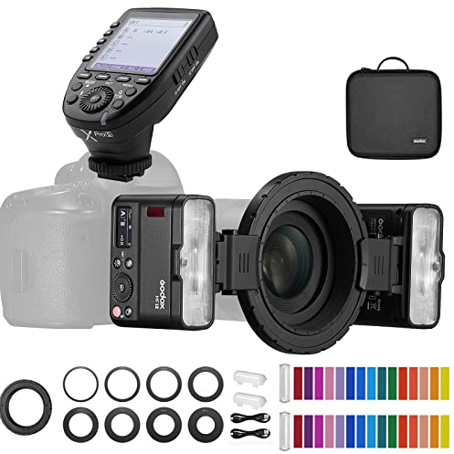 Godox MF12 MF12-K2 Macro Flash w/Xpro-S Trigger Off-Camera TTL Flash Speedlite 12W, 2.4G Wireless Control, TTL/M Mode, Built-in 3.7V/6.29W Lithium Battery, Compatible with Sony Camera