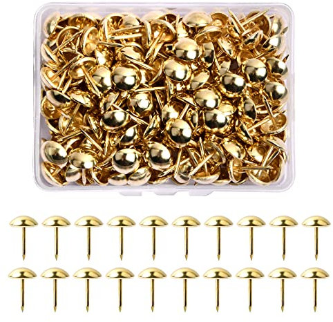 200Pzs 13x17mm Tachuelas Clavos de Tapicería Decorativos Chinchetas Tapiceria Antiguos Alfileres de Clavos de Tapicería Uñas de Tapicería para Muebles Sofá Madera Sillas Sillón Cama Decoración, Dorado