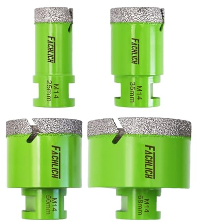 FACHLICH Forets Diamant 25/35/50/68mm Trépan Diamant Scie Cloche avec Filetage M14 pour Perçage à sec en Porcelaine Carrelage Granit Marbre