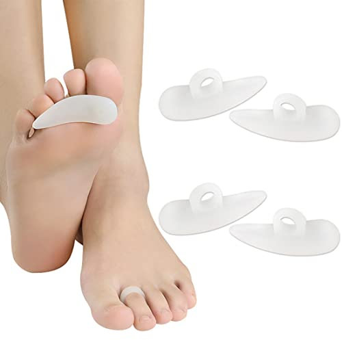 2 Paar Gel Zehenspreizer Hammerzehenpolster Korrektoren Hallux Valgus Polster Silikonzehe gewellt Korrektor Zehenentlastung Weiß