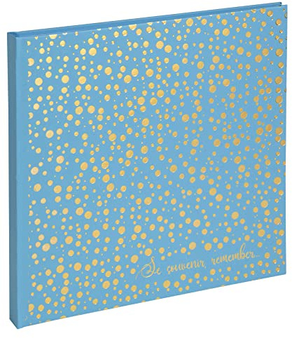 Exacompta - 16391E - Álbum de fotos PLUM' book - 60 fotos - 30 páginas en blanco - tamaño 25 x 25 cm - cubierta en papel polipiel verde turquesa - marca e inscripción de lunares dorados en relieve