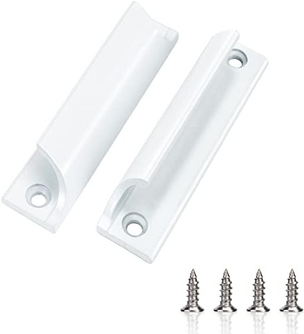 Heveer Poignée de Porte de Balcon Poignée de Porte Coulissante Blanc avec Vis pour Portes Fenêtres Tiroirs Portes de Placard 2 Pièces