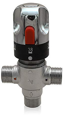 Thermostatisches Mischventil 3 Wege Thermomischer 1/2 Messing Thermostatischer Ventil für Wassertemperatur Rohrbecken Thermostatsteuerung Thermostat Control