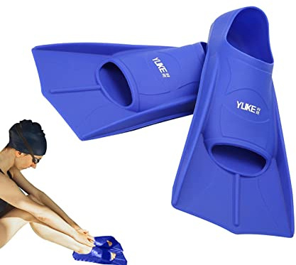 PW TOOLS Swim Training Fins - Silicone Open Heel Float Fins, Short Blade for Leg Strength, Adult Men and Women