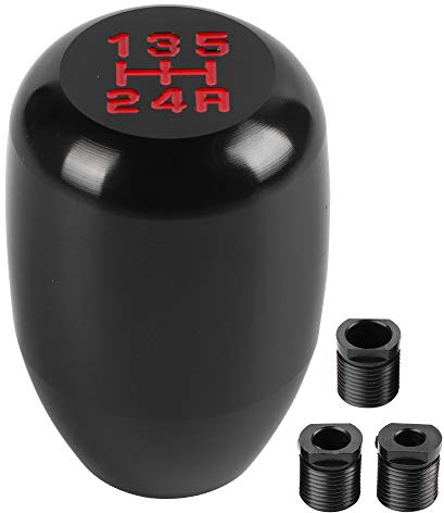 Tomotato Pomo de la Palanca de Cambios Manual, Pomo de la Palanca de Cambios Manual de 5 Velocidades Metal con 3 Adaptadores 8mm 10mm 12mm(Black)