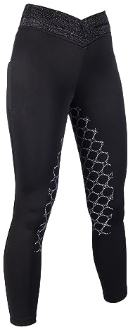 HKM Ruby C. Full Silicona Leggings de Montar, Negro, 134-140 cm para Niñas