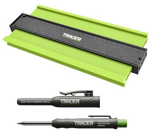 TRACER 250mm Konturenlehre mit Tracer Tieflochmarker Bleistift. Konturen Markier werkzeuge für Laminat Fliesen Teppiche Fußböden mit Zimmermannsbleistift. Geschenk für Männer Vater Ehemann.