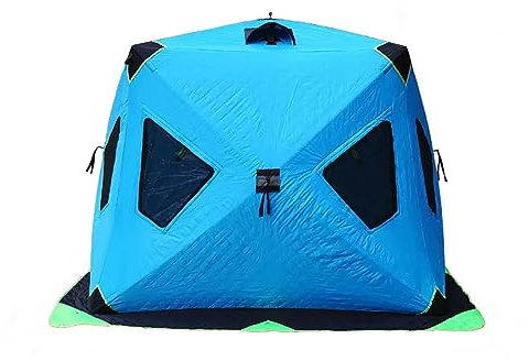 SilteD Winter-Angelzelt, Outdoor-Winter-Camping, isoliertes EIS-Angelzelt, verdickte Materialisolierung und Kälteschutz, Wind und Schnee, Blau