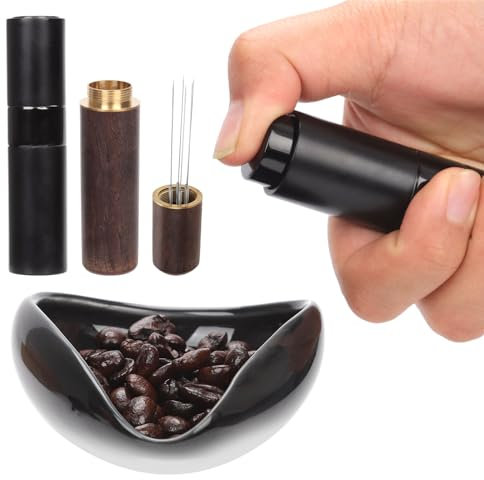 4-Piezas Taza Dosificadora Granos Café, Botella Pulverizadora, Herramienta Agitadora Café Expreso, Cucharaditas, Bandeja Recipiente Dosificador Café Cerámica Accesorios Barra Café (Hasta 35g)