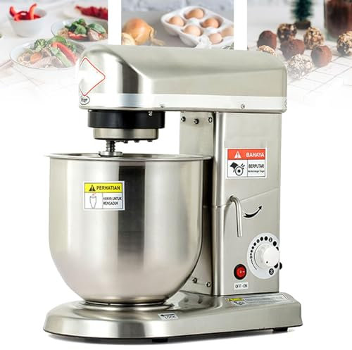 Hydravex Commercial Stand Mixer, 3-Speed 500W Tilt-Head Food Mixer, Kitchen Electric Standing Mixer with Dough Hook, Whisk, Beater, Mixing Bowl for Baking Pizzeria Restaurant,StainlessSteel