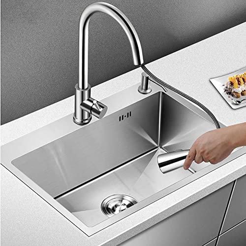 Handgefertigte Spüle aus Edelstahl mit einem Schlitz, verdicktes Küchenwaschbecken, großes Waschbecken mit einem Schlitz, Unterbauwaschbecken