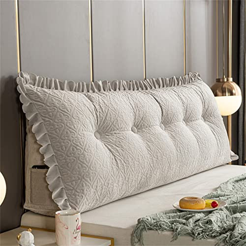 Großes Lesekeilkissen Bettruhe-Kopfteilkissen Kopfteilkissen Nackenrolle für Twin Full Queen King Daybed Bett Etagenbett Grau 31,5/80cm