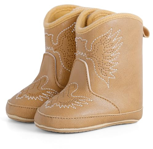Cheerful Mario Nyfödda Baby Boots Cowboystövlar för bebis, tidig bebis, PU-läder, första steg, skor, Solbränna, 6-12 mesi