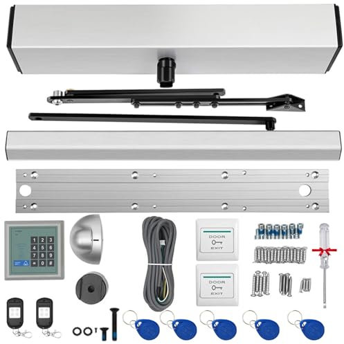 Automatic Swing Door Opener, Electric Commercial Sliding Door Opener with Sensor, 2 Remote Controller, Switches, Password Panel, 90° Handicap Door Opener for Office Hospital Hotel(OUTWARD OPENING)