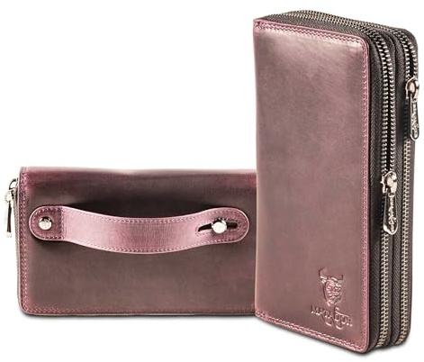 MATADOR Geldbörse Damen Lila #Madrid mit Edle Geschenk Box, Elegantes Leder Portemonnaie Damen mit RFID Blocker, Luxus Frauen Portmonee Viele Kartenfächer