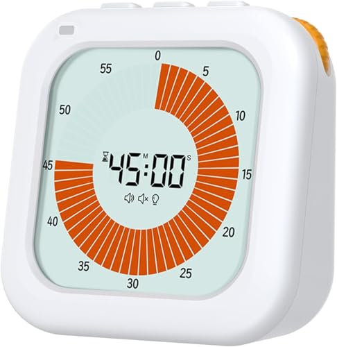 EooCoo Visual Timer for Kids - 60-Min Countdown Timer with Clear Visual Display Focus Training, LCD Screen Pomodoro Time Management ADHD Aids Education Tool for School, Office, Cooking - White