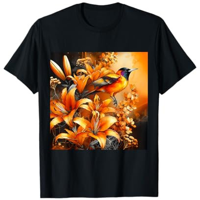 Fantasy Mignon Oiseau Orange Lys T-Shirt