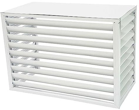 Outdoor-Klimaanlagenabdeckung für Fenstereinheiten, Aluminium, Kondensationseinheit, Schutzzaun, freistehend, mit Lamellen, Sichtschutz-Trennwand für Poolausrüstung, Absperrung, Weiß, 110 x 60 x 80 cm