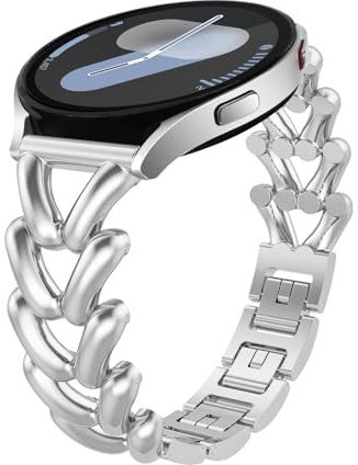 KeHowy 20mm Metall Armband für Samsung Galaxy Watch 7/6/5/4 40,44mm/Watch 6 Classic 43,47mm/Watch 5 Pro 45mm/Watch 4 Classic 42,46mm, Damen Elegant Ersatzarmband für Galaxy Watch 42mm - Silber