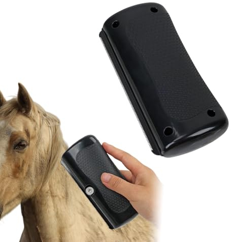 Haustierpflegebürste, Tails Enthaarungsbürste, Haustiere Tails Deshedding Brush, Dog Enthaarungskamm, Bürste zur Entfernung von Tierhaaren Kämme für Fellpflegewerkzeuge,Pferdeschweißschaber(Schwarz)