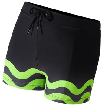 Comfyouth Costume da bagno per bambini, modello ondulato, ad asciugatura rapida, con foderato, elastico in vita per ragazzi, 128-176