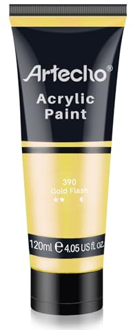 Artecho Acrylfarbe Schillerndes Gold 120 ml, Wasserfest und Lichtecht, Schnell Trocknend, Acrylfarbe für Leinwand, Holz, Stoff, Handwerk, Leder und Stein.