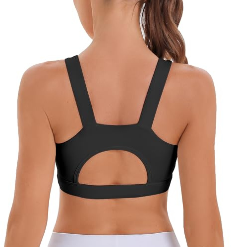 DODOING Mid Impact Sports Bras for Women Shock Absorber Support Backless Tank Top Padded Bra Yoga Gym Push Up Bh