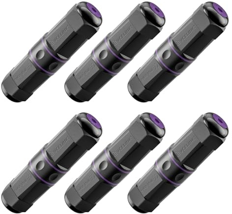 VCELINK 6PCS IP68 Waterproof RJ45 Coupler, 4.43in, Cat6/5E/5, 1000Mbps，PoE | Tool-Free Installation | Shielded Waterproof Ethernet Connector | Female to Female Network LAN Extender
