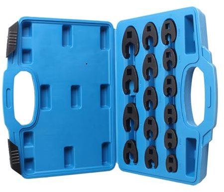 PFXNGMS Jeu de 15 clés à écrous métriques Crowfoot, clés Plates de 8 à 24 mm, adaptées aux mécaniciens, aux espaces restreints et aux Zones Difficiles d'accès.