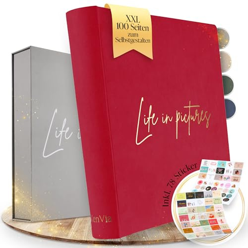 Album fotografico fai da te, XXL, 100 pagine bianche (50 fogli), 30 x 30 cm, grande per 400 foto con adesivi e confezione regalo, raccontare la tua vita nelle immagini, il tuo libro fotografico da