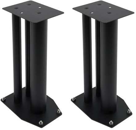Lautsprecherständer 60cm-Hoch 2 Stück Eisen Lautsprecher Ständer Boxen Boxenständer 20–50 kg pro Ständer Tragkraft 17.5×23 cm-Ablage Schwarz Speaker Stand für Regallautsprecher Heimkino Surround Sound